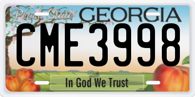GA license plate CME3998