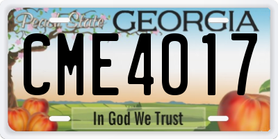 GA license plate CME4017