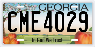 GA license plate CME4029