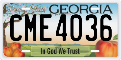 GA license plate CME4036