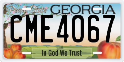 GA license plate CME4067