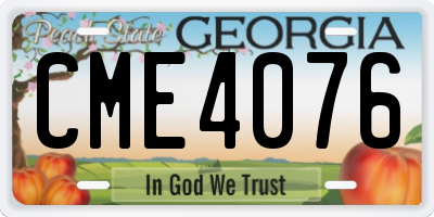 GA license plate CME4076