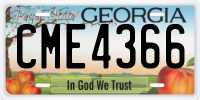 GA license plate CME4366