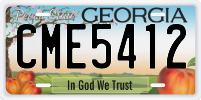 GA license plate CME5412