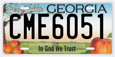 GA license plate CME6051