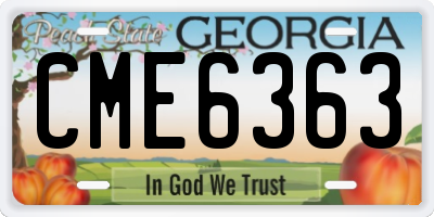 GA license plate CME6363