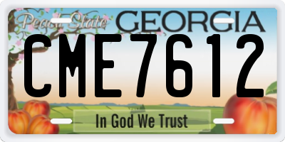 GA license plate CME7612