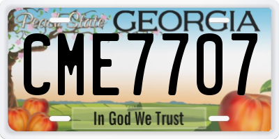 GA license plate CME7707