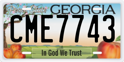 GA license plate CME7743