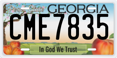 GA license plate CME7835