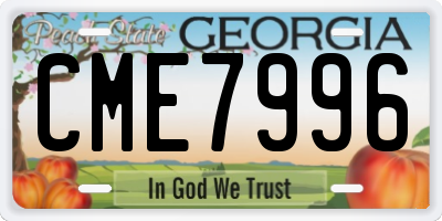 GA license plate CME7996