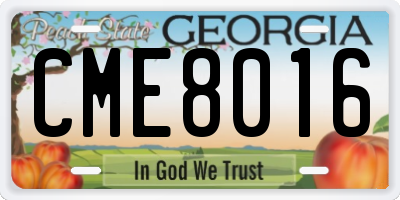 GA license plate CME8016