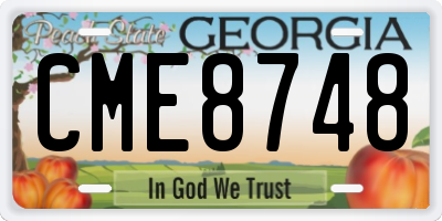 GA license plate CME8748