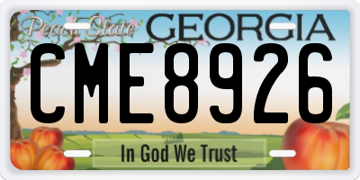 GA license plate CME8926