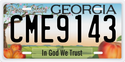 GA license plate CME9143