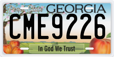 GA license plate CME9226