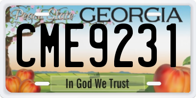 GA license plate CME9231