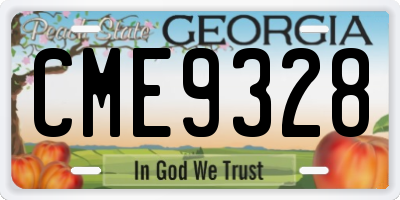 GA license plate CME9328