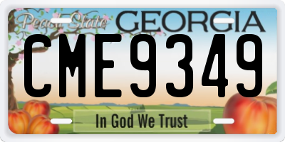 GA license plate CME9349