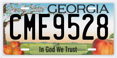 GA license plate CME9528