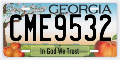 GA license plate CME9532