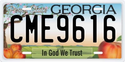 GA license plate CME9616