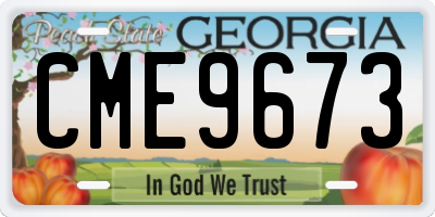 GA license plate CME9673