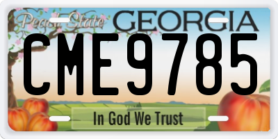 GA license plate CME9785