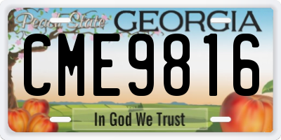 GA license plate CME9816