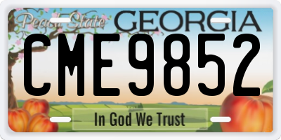 GA license plate CME9852