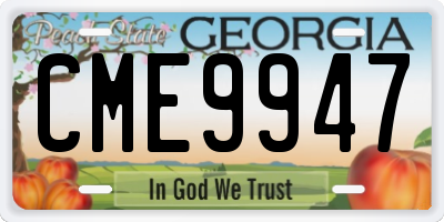 GA license plate CME9947