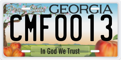 GA license plate CMF0013