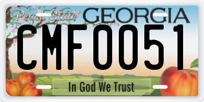 GA license plate CMF0051