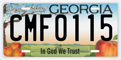 GA license plate CMF0115
