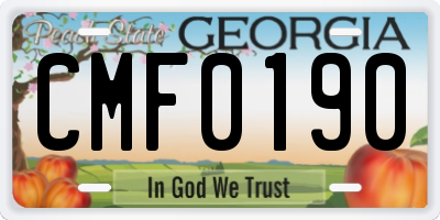 GA license plate CMF0190