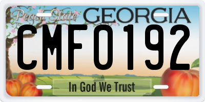GA license plate CMF0192
