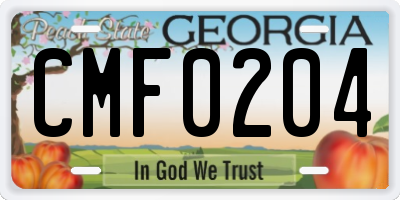 GA license plate CMF0204