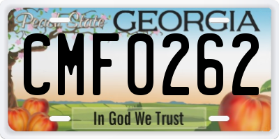 GA license plate CMF0262