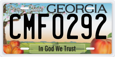 GA license plate CMF0292