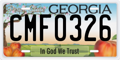 GA license plate CMF0326