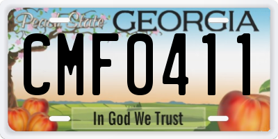 GA license plate CMF0411