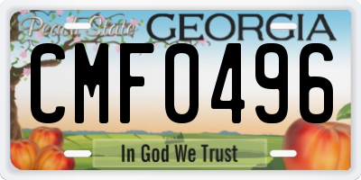 GA license plate CMF0496
