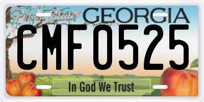 GA license plate CMF0525