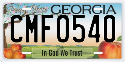 GA license plate CMF0540