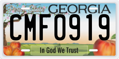 GA license plate CMF0919