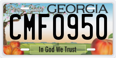 GA license plate CMF0950