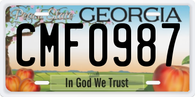 GA license plate CMF0987