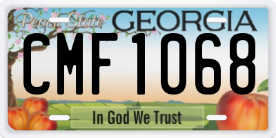 GA license plate CMF1068