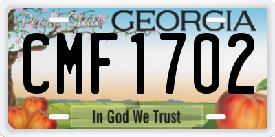 GA license plate CMF1702