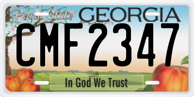 GA license plate CMF2347